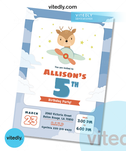 Deer Invitation, Deer Birthday Invitation, Fawn Invitation