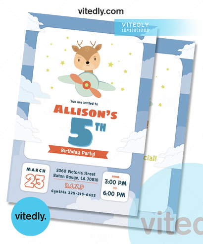 Deer Invitation, Deer Birthday Invitation, Fawn Invitation 