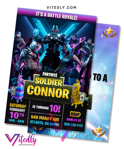 Fortnite Invitation Season 10, Fortnite Birthday Invitation Season 10