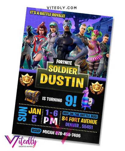 Fortnite Invitation Season 4, Fortnite Birthday Invitation