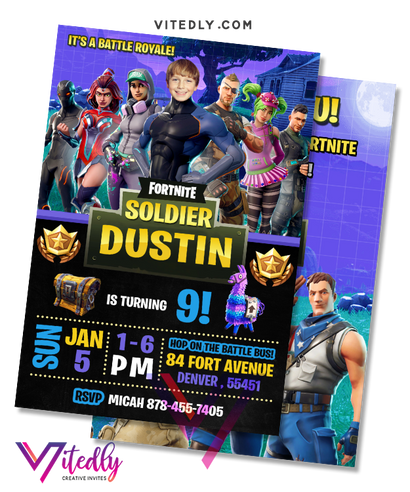 Fortnite Season 4 Invitation, Fortnite Season 4 Birthday Invitation