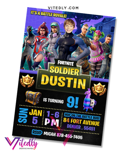 Fortnite Season 4 Invitation, Fortnite Season 4 Birthday Invitation
