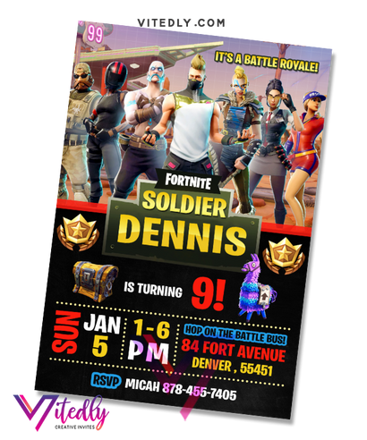 Fortnite Invitation Season 5, Fortnite Birthday Invitation Season 5