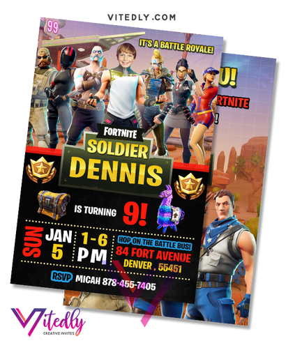Fortnite Invitation Season 5, Fortnite Birthday Invitation Season 5