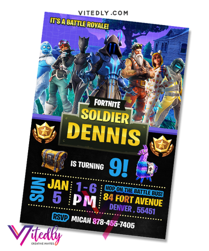 Fortnite Invitation Season 7, Fortnite Birthday Invitation Season 7