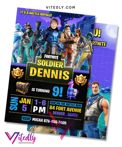 Fortnite Invitation Season 7, Fortnite Birthday Invitation Season 7