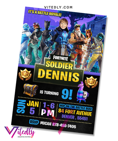 Fortnite Invitation Season 7, Fortnite Birthday Invitation Season 7