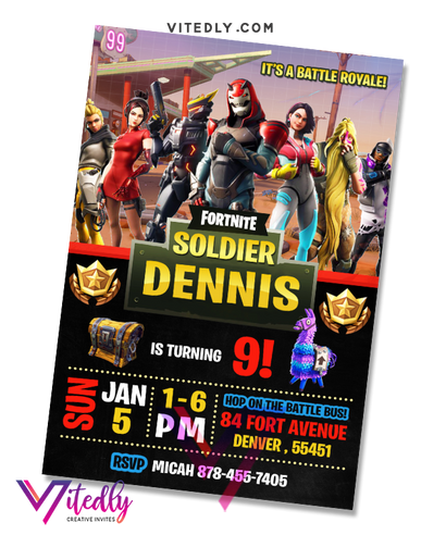 Fortnite Invitation Season 9, Fortnite Birthday Invitation Season 9
