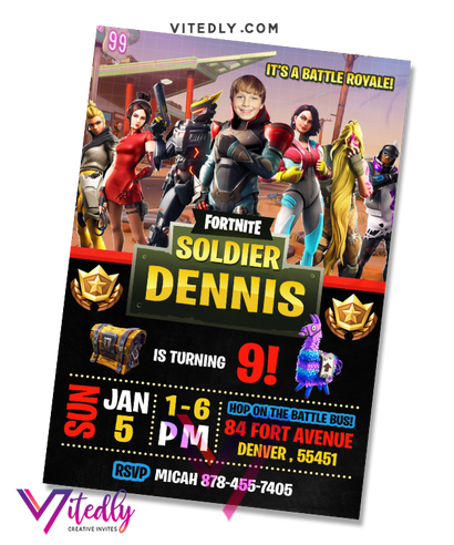 Fortnite Invitation Season 9, Fortnite Birthday Invitation Season 9