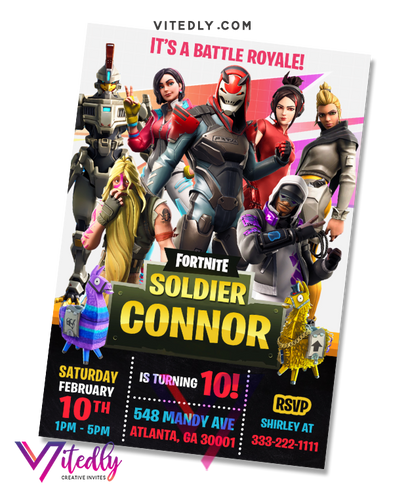 Fortnite Invitation Season 9, Fortnite Birthday Invitation Season 9