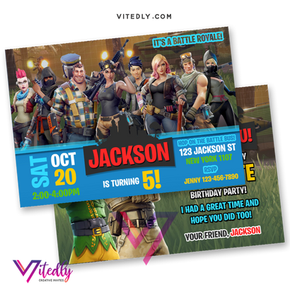 Fortnite Birthday Party Invitation, Fortnite Birthday Invite, Fortnite Invitations