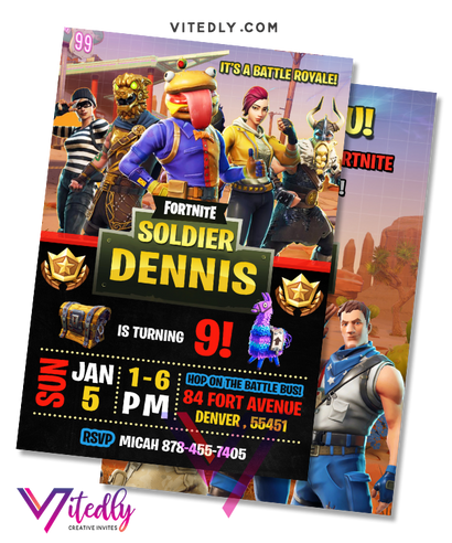 Fortnite Invitation, Fortnite Birthday Invitation