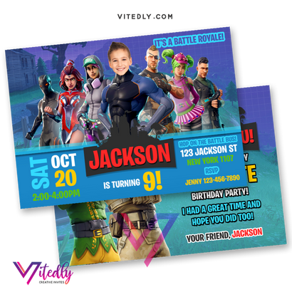 Fortnite Birthday Party Invitation, Fortnite Birthday Invite, Fortnite Invitations