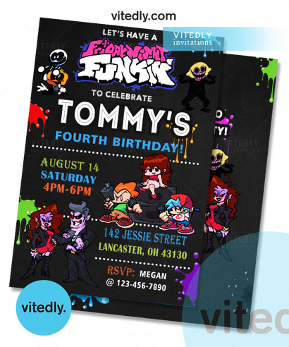 Friday Night Funkin' Party Birthday Invitation