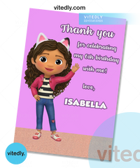 Gabby's Dollhouse Birthday Invitation with Thank You Card