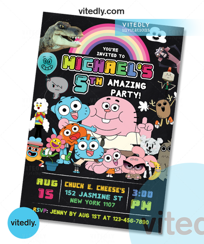 Gumball Invitation, Gumball Birthday, Gumball Birthday Invitation, Gumball Party