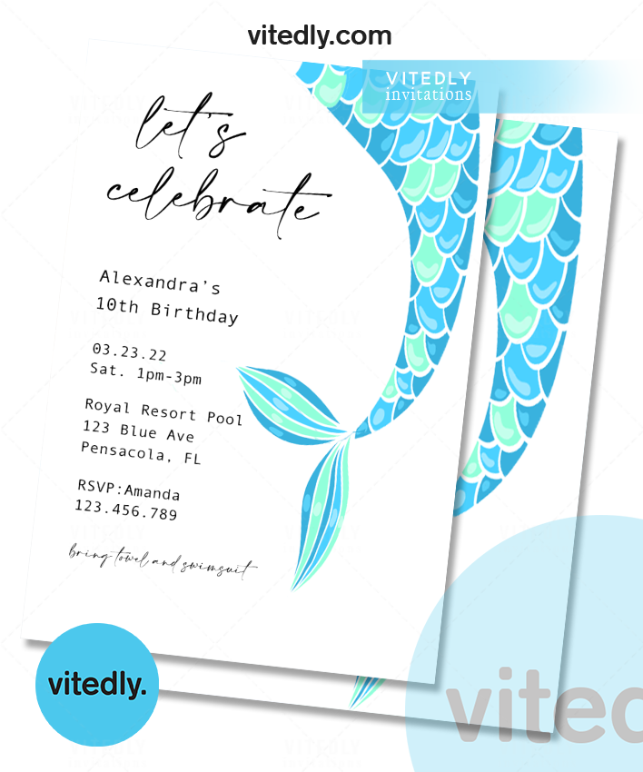 Mermaid Theme Birthday Invitation | Mermaid Theme Invite – Vitedly mermaid-theme-birthday-invitation-mermaid-theme-invite-vitedly