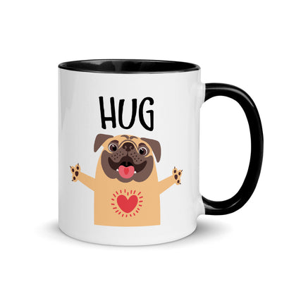 Pug Hug Mug with Color Inside