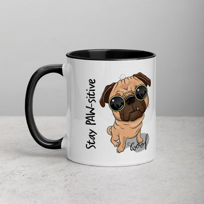Stay PAW-sitive Pug Mug with Color Inside