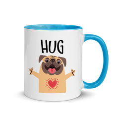 Pug Hug Mug with Color Inside