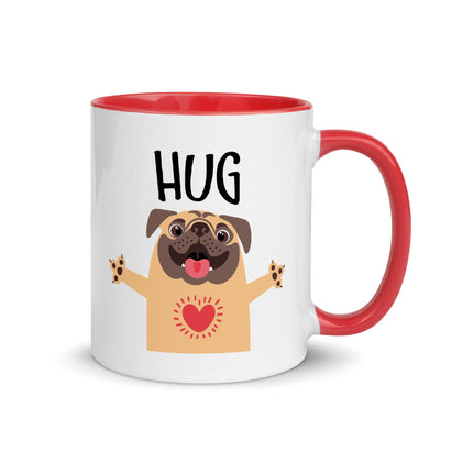 Pug Hug Mug with Color Inside