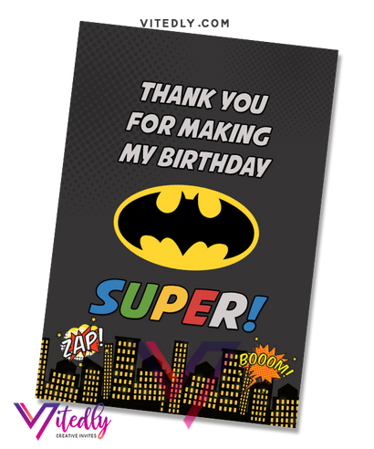 Batman Party Invitation with Free Thank You Card, Batman Party Invite