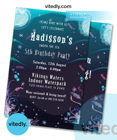 Under the Sea Birthday Invitation  with FREE Thank You card  | Under the Sea Invitation